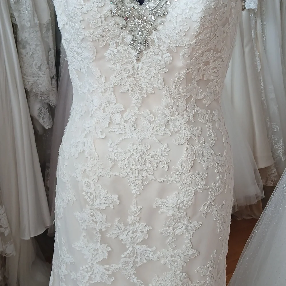Modern All Lace Wedding Dress - Picture 3 of 5